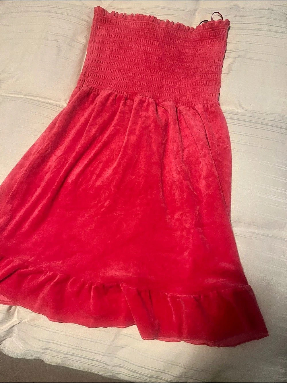 Juicy Pink Y2K Velour Ruffle Dress Size large